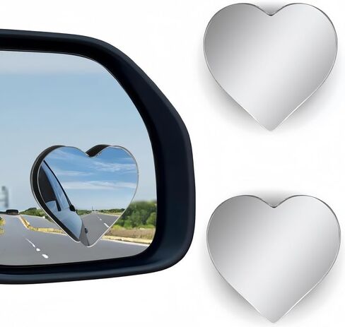 2Pcs Cars Heart Shaped Blind Spot Mirrors Car Side Mirror Blindspot Adjustabe Angle Removable Wide Angle Convex RearView Mirror for Enhanced Safety Universal Fit Stick in Saudi Arabia