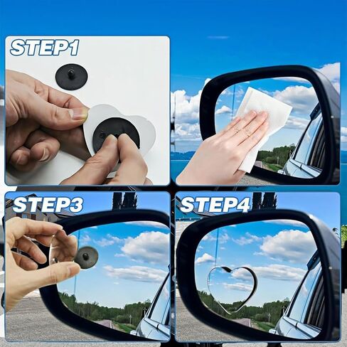 2Pcs Cars Heart Shaped Blind Spot Mirrors Car Side Mirror Blindspot Adjustabe Angle Removable Wide Angle Convex RearView Mirror for Enhanced Safety Universal Fit Stick in Saudi Arabia