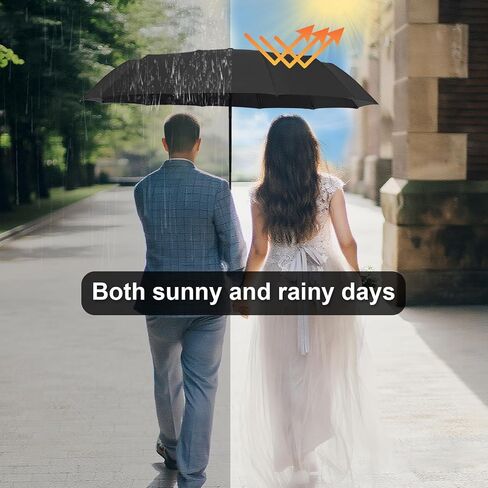Automatic Windproof Travel Umbrella Compact - Auto Open/Close Folding Umbrella for Rain and Sun, Portable UV Protection UPF 50+ (Lab Tested), Sectional Folding Anti-rebound Design，Lightweight for Backpack, Car, Gift in Saudi Arabia