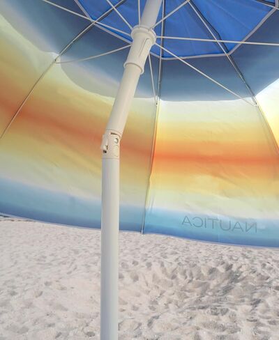NAUTICA Beach Umbrella - 7 Ft Heavy Duty Portable Beach Umbrellas for Sand & Sun UPF 50+ Protection, Wind & Sand Anchor for Strong Stability - Large Vented Umbrella for Beach + 2-Way Tilt System in Saudi Arabia