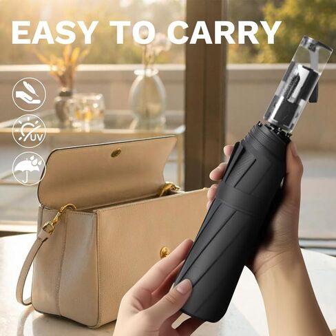 YINBAOGE Automatic Compact Travel Umbrella, Windproof Folding 12 Ribs Umbrella for Rain & Sun with UV Protection, Lightweight & Portable for Men and Women in Saudi Arabia