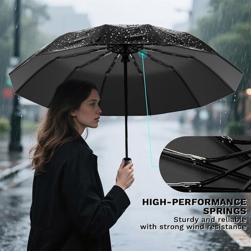 YINBAOGE Automatic Compact Travel Umbrella, Windproof Folding 12 Ribs Umbrella for Rain & Sun with UV Protection, Lightweight & Portable for Men and Women in Saudi Arabia