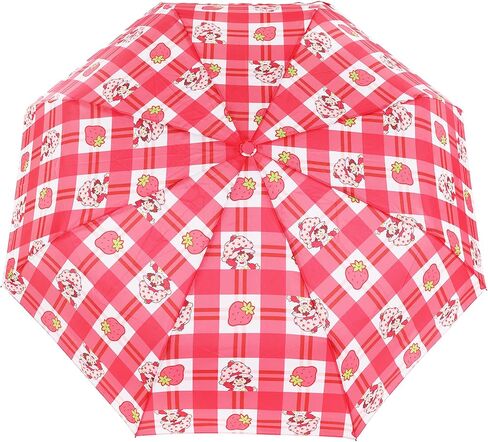 Strawberry Shortcake Umbrella, Compact Auto Open and Close, Durable Frame, Matching Sleeve, Red White Plaid in Saudi Arabia
