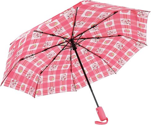 Strawberry Shortcake Umbrella, Compact Auto Open and Close, Durable Frame, Matching Sleeve, Red White Plaid in Saudi Arabia