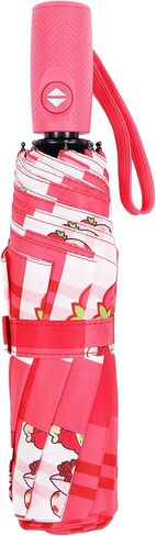 Strawberry Shortcake Umbrella, Compact Auto Open and Close, Durable Frame, Matching Sleeve, Red White Plaid in Saudi Arabia