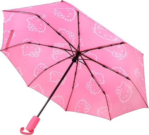 Hello Kitty Umbrella, Allover Head Print, Compact Travel, Automatic Open and Close, With Matching Sleeve, Pink in Saudi Arabia