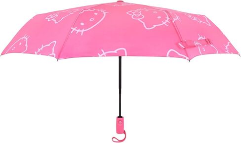 Hello Kitty Umbrella, Allover Head Print, Compact Travel, Automatic Open and Close, With Matching Sleeve, Pink in Saudi Arabia