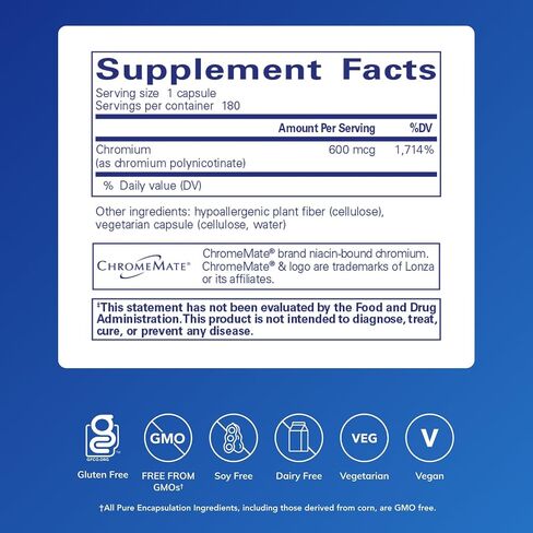 Pure Encapsulations ChromeMate GTF 600 | Supplement for Metabolism and Lean Muscle* | 180 Capsules in Saudi Arabia