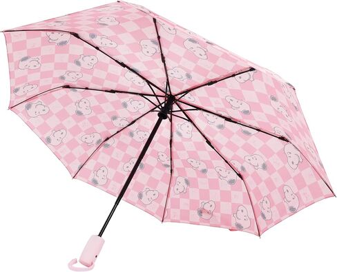 Snoopy Pink Checker Umbrella, Compact Auto Open and Close, Durable Frame, Matching Sleeve, Pink in Saudi Arabia