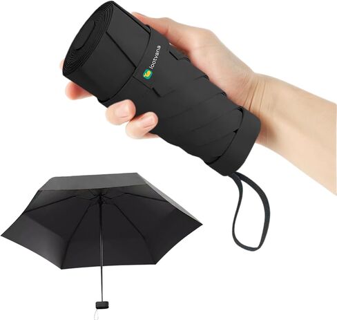 Mini Travel Umbrella – Strong, Windproof, Compact & Lightweight – Waterproof UPF 50+ Sun and Rain Protection – Portable Pocket Umbrella for Purse, Backpack or Car – Black in Saudi Arabia