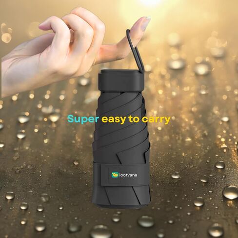 Mini Travel Umbrella – Strong, Windproof, Compact & Lightweight – Waterproof UPF 50+ Sun and Rain Protection – Portable Pocket Umbrella for Purse, Backpack or Car – Black in Saudi Arabia