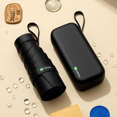 Mini Travel Umbrella – Strong, Windproof, Compact & Lightweight – Waterproof UPF 50+ Sun and Rain Protection – Portable Pocket Umbrella for Purse, Backpack or Car – Black in Saudi Arabia