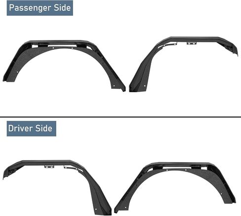 Hooke Road Wide Flat JL Fender Flares for 2018-2025 Jeep Wrangler JL JLU 2/4 Doors, Rugged Style Front & Rear Steel Fenders with LED Turn Signal Lights in Saudi Arabia