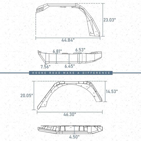 Hooke Road Wide Flat JL Fender Flares for 2018-2025 Jeep Wrangler JL JLU 2/4 Doors, Rugged Style Front & Rear Steel Fenders with LED Turn Signal Lights in Saudi Arabia