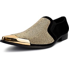 اللباس البولانو X Amali للرجال مع أحجار الراين ، حذاء Slip-On ، Tuxedo Loafer للرجال ، وأصابع القدم المدببة ذات الطرف المعدني ، والحجم. in Kuwait