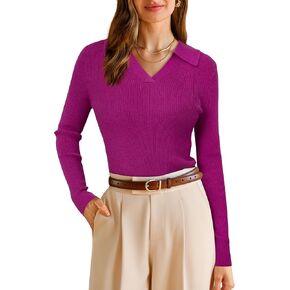 Arach & Cloz Women's Wool Blend Polo Sweater Sweater Sweater Business Discal Slim Slim Fall Fall Tops 2025 in Kuwait