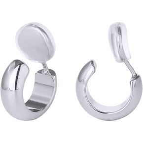 مقطع على أقراط الطوق للنساء 14K مقطع مكتنزة مقطوع من الذهب غير المثقوب على الأطواق القابلة للتعديل in Kuwait