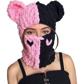 Womens Knit Full Face Ski Mask Crochet Balaclava Winter Warm Kawaii Cute Bunny Ears Knitted Balaclava Face Cover Mask in Kuwait