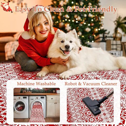 Christmas Area Rug 2x3 Red Snowflake Plaid Decorative Doormat Entryway Kitchen Washable Non Slip Soft Low Pile Small Carpet for Living Room Bedroom Entrance Dining Room Bathroom in Kuwait