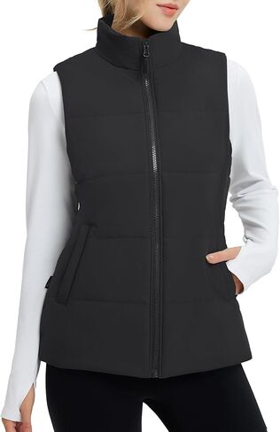 baleaf Women's Lightweight Puffer Vest Stand Collar Quilted Outerwear Winter Sleeveless Jackets Water Resistant Zip Pockets in Saudi Arabia