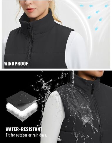 baleaf Women's Lightweight Puffer Vest Stand Collar Quilted Outerwear Winter Sleeveless Jackets Water Resistant Zip Pockets in Saudi Arabia