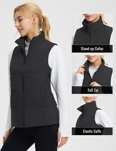 baleaf Women's Lightweight Puffer Vest Stand Collar Quilted Outerwear Winter Sleeveless Jackets Water Resistant Zip Pockets in Saudi Arabia