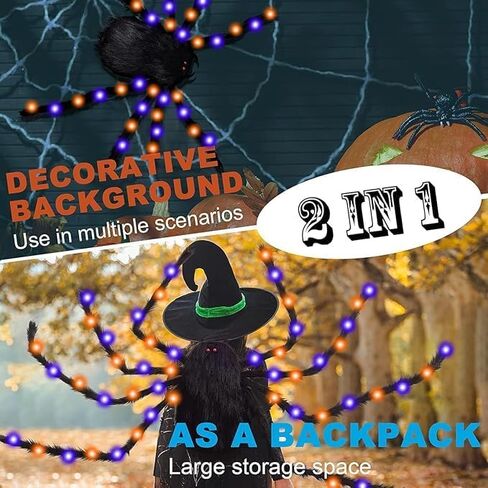 حقيبة ظهر Halloween Spider Backpack ، Spider Costume Boys Girls with LED LIGHT ، in Saudi Arabia
