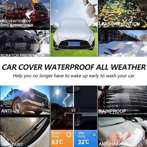 Hail Protector Car Cover, Compatible with Ford Chevrolet Toyota and Many Other Models,Car Cover Waterproof All Weather,5-Layer Thickened Cotton, Protection for SUV and Sedan(Silver, SUV) in Saudi Arabia