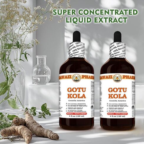 Gotu Kola (Centella Asiatica) Dry Leaf Tincture, Made in Hawaii, Organic Raw Materials, All Natural, Vegan, Pure Liquid Extract - 4 fl.oz in Saudi Arabia