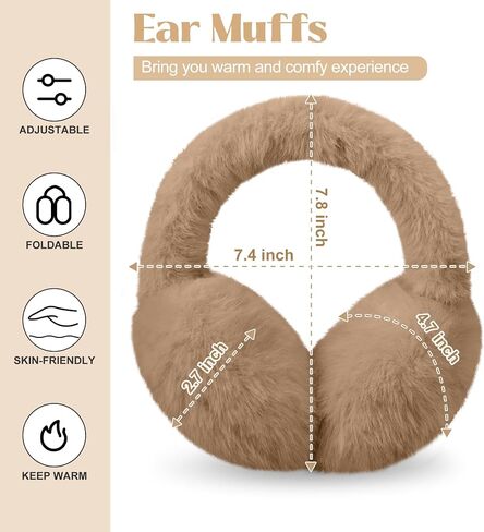 YSense Ear Muffs for Winter Women Foldable Fluffy Cute Earmuffs Cold Weather Ear Warmers Faux Fur Adjustable Headband in Kuwait