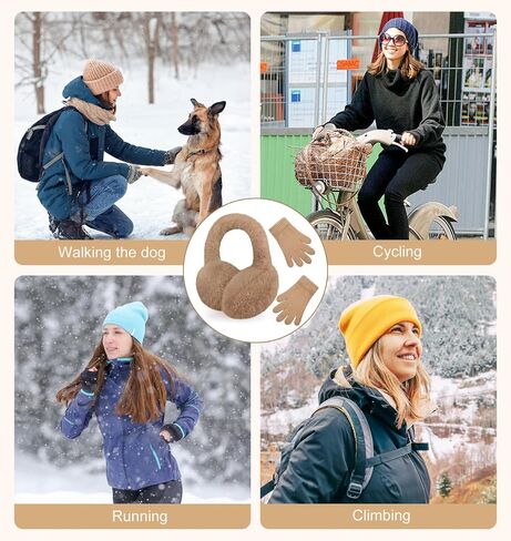 YSense Ear Muffs for Winter Women Foldable Fluffy Cute Earmuffs Cold Weather Ear Warmers Faux Fur Adjustable Headband in Kuwait