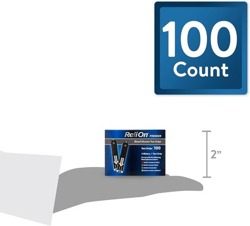 Blood Glucose Test Strips | 100 Count | Diabetic Supplies for Glucose Monitor | Accurate Blood Glucose Monitoring | Tiras para Medir la Glucosa, Compatible with Re Lion Premier Meters in Saudi Arabia