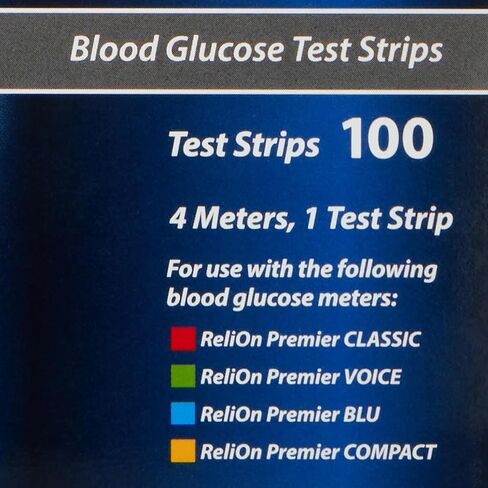 Blood Glucose Test Strips | 100 Count | Diabetic Supplies for Glucose Monitor | Accurate Blood Glucose Monitoring | Tiras para Medir la Glucosa, Compatible with Re Lion Premier Meters in Saudi Arabia