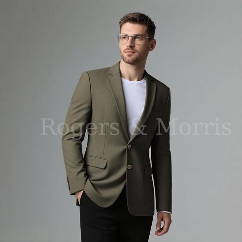 Rogers & Morris Men's Blazer 2 Buttones Casual Slim Fit Suit Jacket Wool Sport Coat Chaqueta de Traje para Hombre in Kuwait