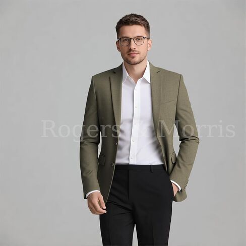 Rogers & Morris Men's Blazer 2 Buttones Casual Slim Fit Suit Jacket Wool Sport Coat Chaqueta de Traje para Hombre in Kuwait