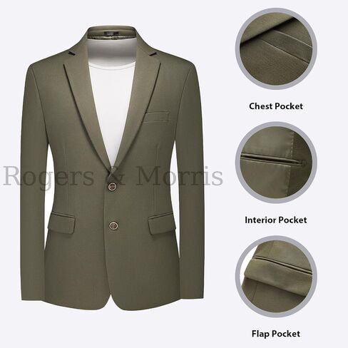 Rogers & Morris Men's Blazer 2 Buttones Casual Slim Fit Suit Jacket Wool Sport Coat Chaqueta de Traje para Hombre in Kuwait