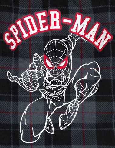 Marvel Spider-Man Plaid Flannel Hooded Shacket with Fleece Lining Toddler to Big Kid Sizes (3T - 14-16) in Saudi Arabia
