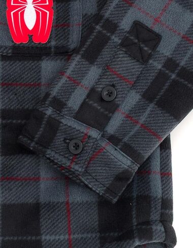 Marvel Spider-Man Plaid Flannel Hooded Shacket with Fleece Lining Toddler to Big Kid Sizes (3T - 14-16) in Saudi Arabia