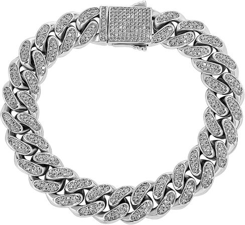 14 كيلو الذهب على سوار S925 Silver 12mm للرجال ، سلسلة اليد الكوبية المكثفة ، خيار رائع لوضع علامة على المناسبات الخاصة أو المعالم ، يوم الآباء in Saudi Arabia