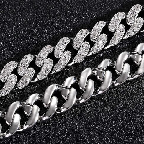 14 كيلو الذهب على سوار S925 Silver 12mm للرجال ، سلسلة اليد الكوبية المكثفة ، خيار رائع لوضع علامة على المناسبات الخاصة أو المعالم ، يوم الآباء in Saudi Arabia