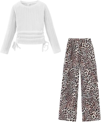 Tween Girls Clothes 2 قطعة طويلة الأكمام أعلى + سراويل البضائع ، مجموعة ملابس الفتيات في سن المراهقة ، أحجام من 7 إلى 15 سنة in Kuwait
