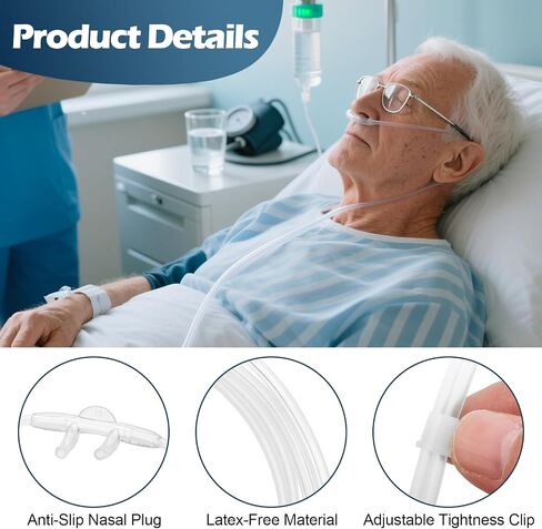 Oxygen Nasal Cannula for Adult, Standard Resistant Lightweight Oxygen Tubing Cannula - 7 ft, Green, 5 Pack in Saudi Arabia