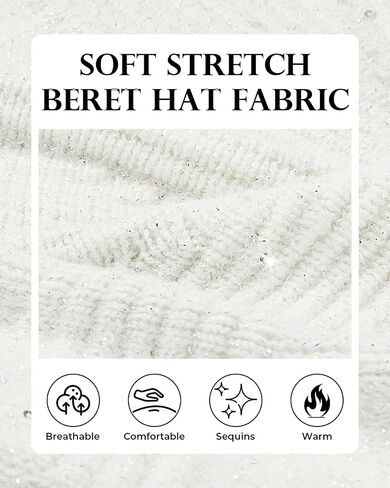 Century Star Sequin Beret Hats for Women Classic Knitted Lady French Stylish Beret for Girls Solid Color Beanie in Saudi Arabia