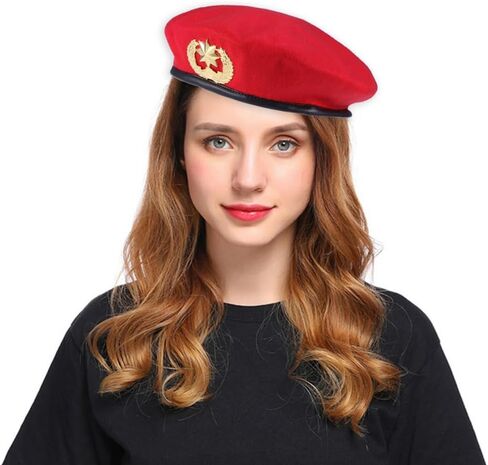Beret Hats for Women Stage Show Square Dancing Woolen Beret, Pointed Star, Hats, Red, 9.84 x 9.64 x 2.36 Inch in Saudi Arabia