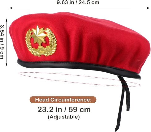Beret Hats for Women Stage Show Square Dancing Woolen Beret, Pointed Star, Hats, Red, 9.84 x 9.64 x 2.36 Inch in Saudi Arabia