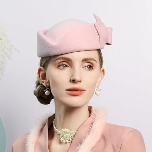 Wool Felt Bowler Fascinators Hats for Women Ladies Female Elegant Wedding Tea Party Beret Hat with Bowknot in Saudi Arabia