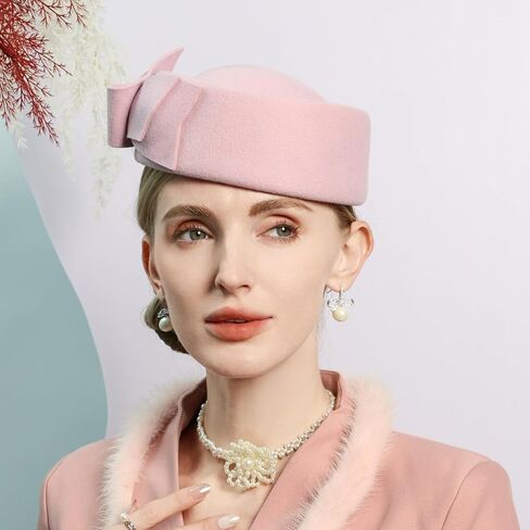 Wool Felt Bowler Fascinators Hats for Women Ladies Female Elegant Wedding Tea Party Beret Hat with Bowknot in Saudi Arabia