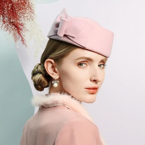Wool Felt Bowler Fascinators Hats for Women Ladies Female Elegant Wedding Tea Party Beret Hat with Bowknot in Saudi Arabia