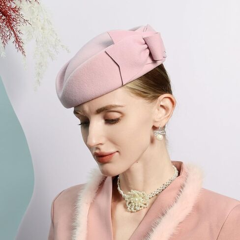 Wool Felt Bowler Fascinators Hats for Women Ladies Female Elegant Wedding Tea Party Beret Hat with Bowknot in Saudi Arabia