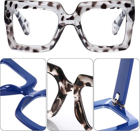 hoyuwak 2PCS Oversized Square Blue Light Glasses Big Frame Computer Eyewear Thick Fashion Clear Glasses for Women Fashion in Saudi Arabia